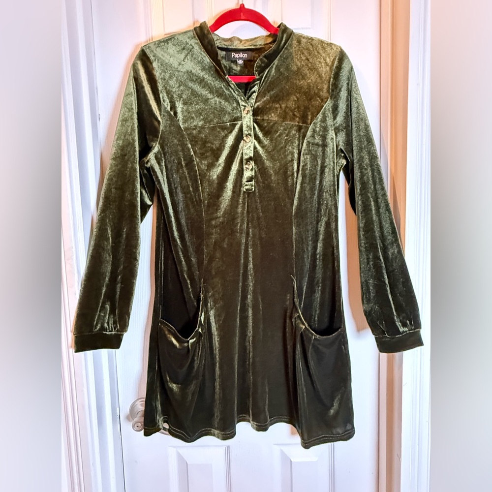 Forest Fairy Papillon Velvet Mini Dress Long Sleeve Goth Girlfriend Vibes Moody
